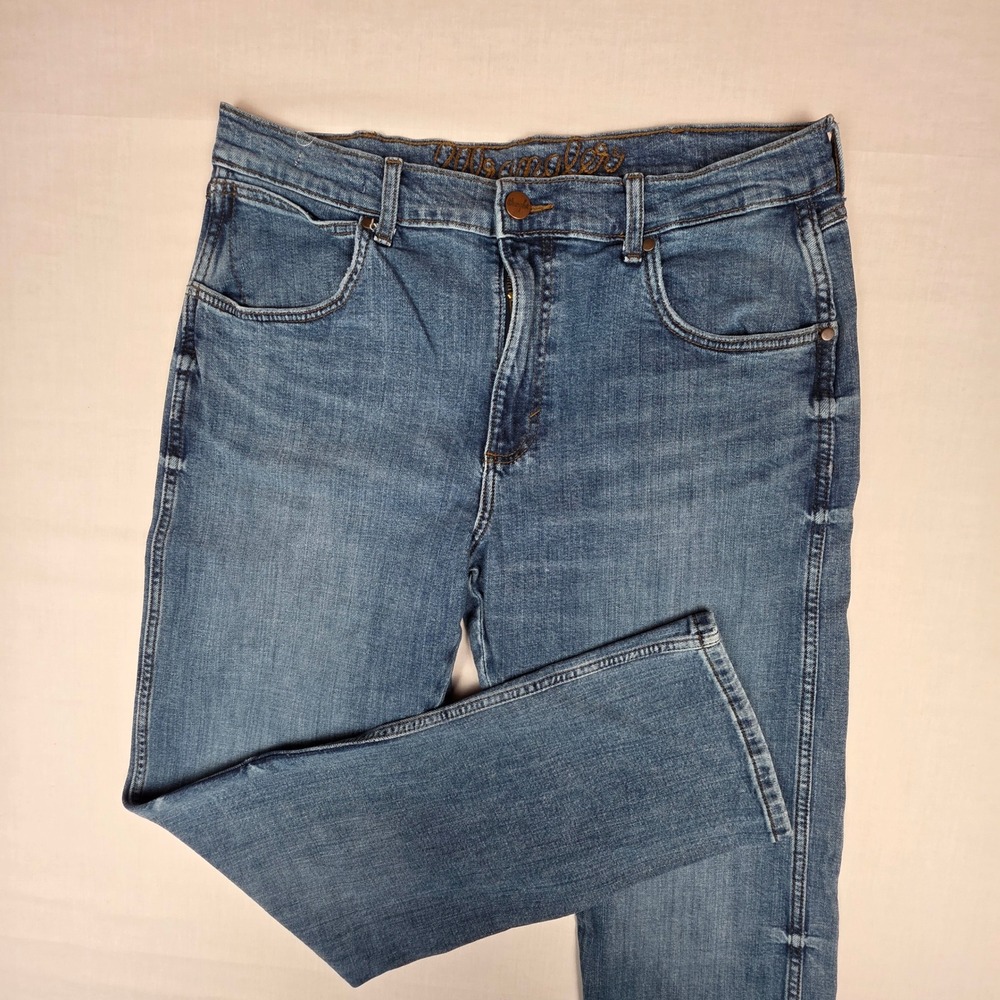 Wrangler Slim Straight Denim Jeans Mens 36x34 Blue Lyocell Blend 1088MWPGR